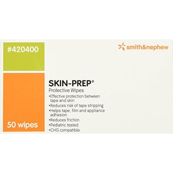 Skin-Prep Liquid Film Forming Protective Barrier Wipe, 2 Boxes of 50