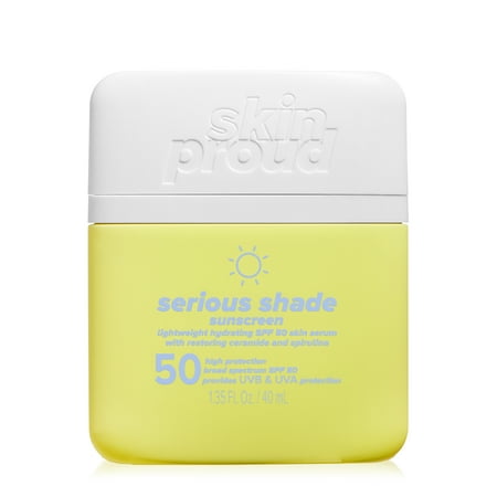 Skin Proud, Serious Shade SPF 50 Lightweight Hydrating Sunscreen Serum, for All Skin Types, 1.35 fl oz