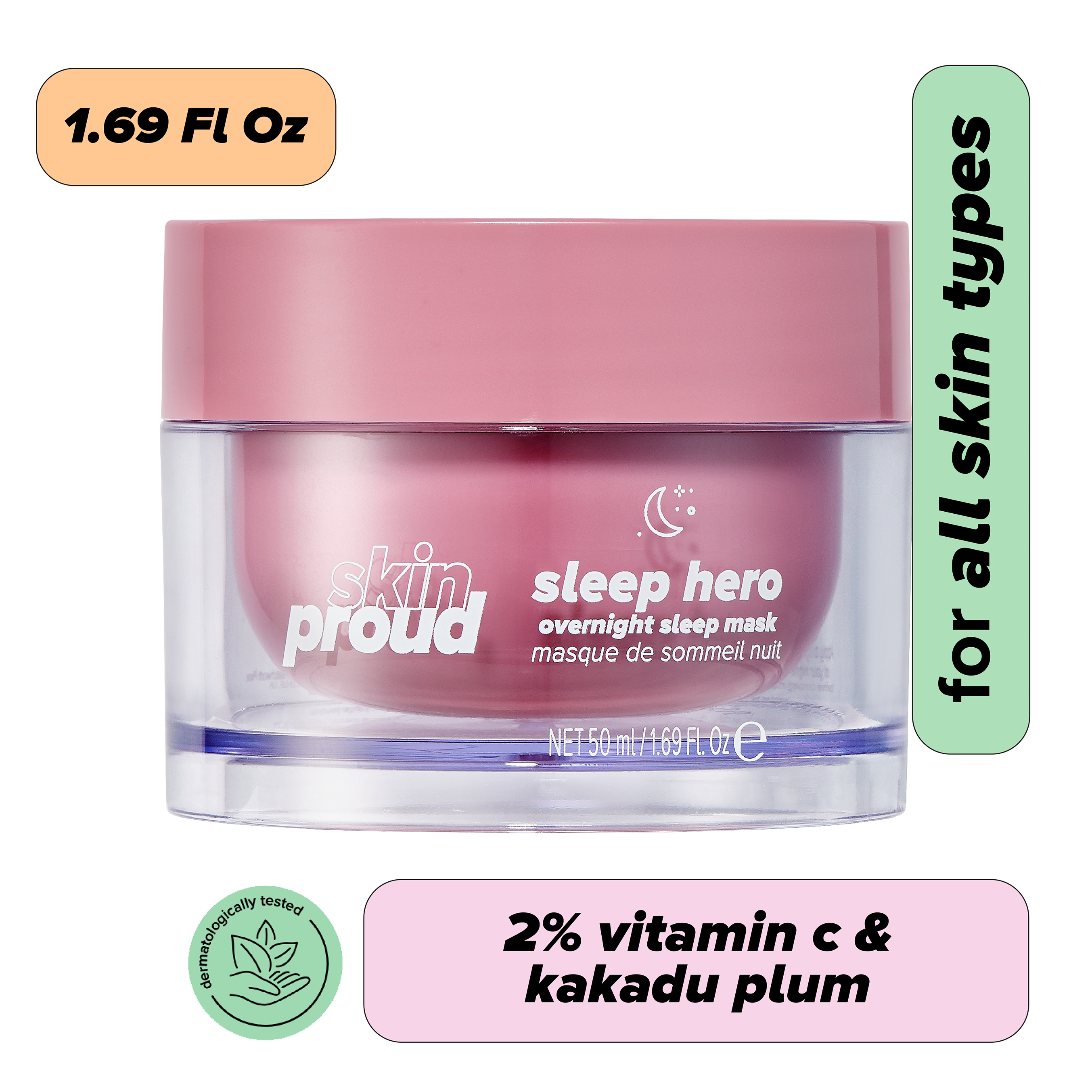 Skin Proud Sleep Hero, Overnight Sleep Face Mask with Balancing Niacinamide, 100% Vegan, 1.69 fl oz - image 1 of 12