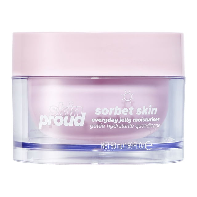 Skin Proud Sorbet Skin, Everyday Jelly Face Moisturizer with Hyaluronic Acid Complex, Oil-Free, 100% Vegan, 1.69 fl oz