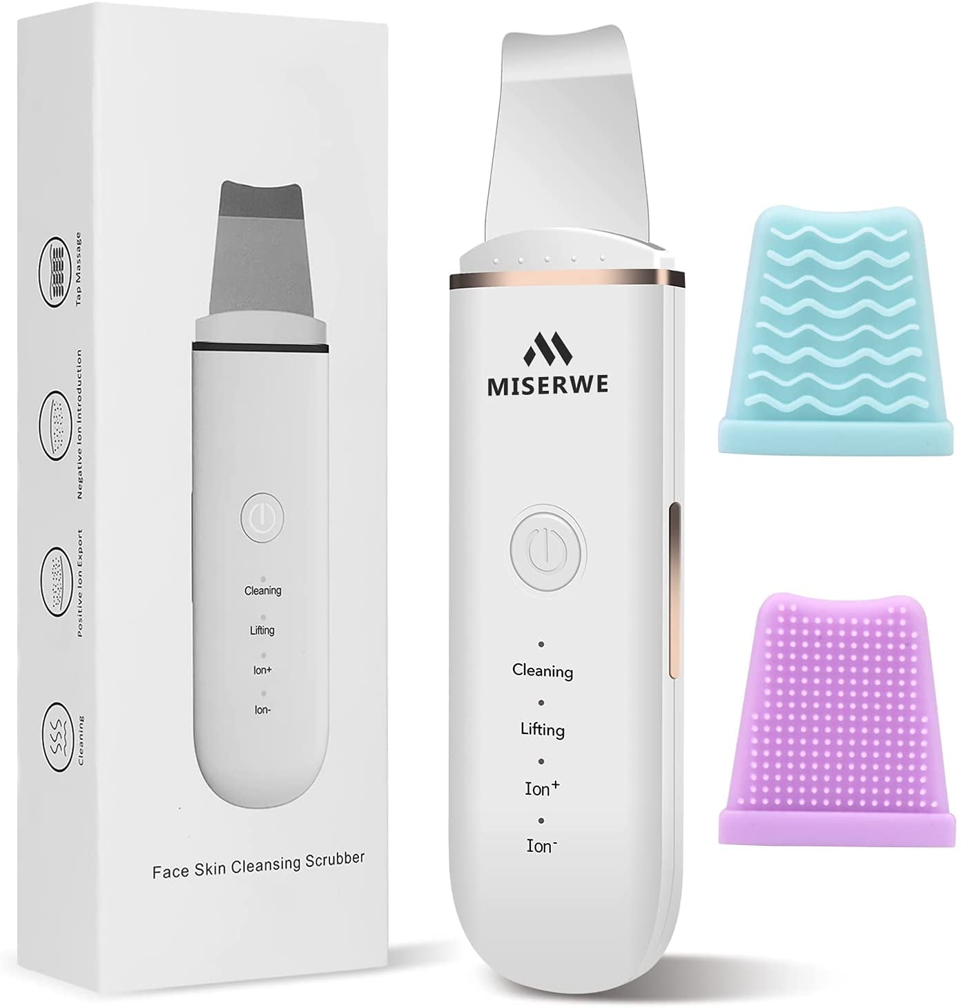 Skin Scrubber Face Skin Spatula Facial Scrubber Spatula for Deep Cleansing Blackhead Remover Pore Cleaner Face Beauty Lifting Tool with 4 Modes