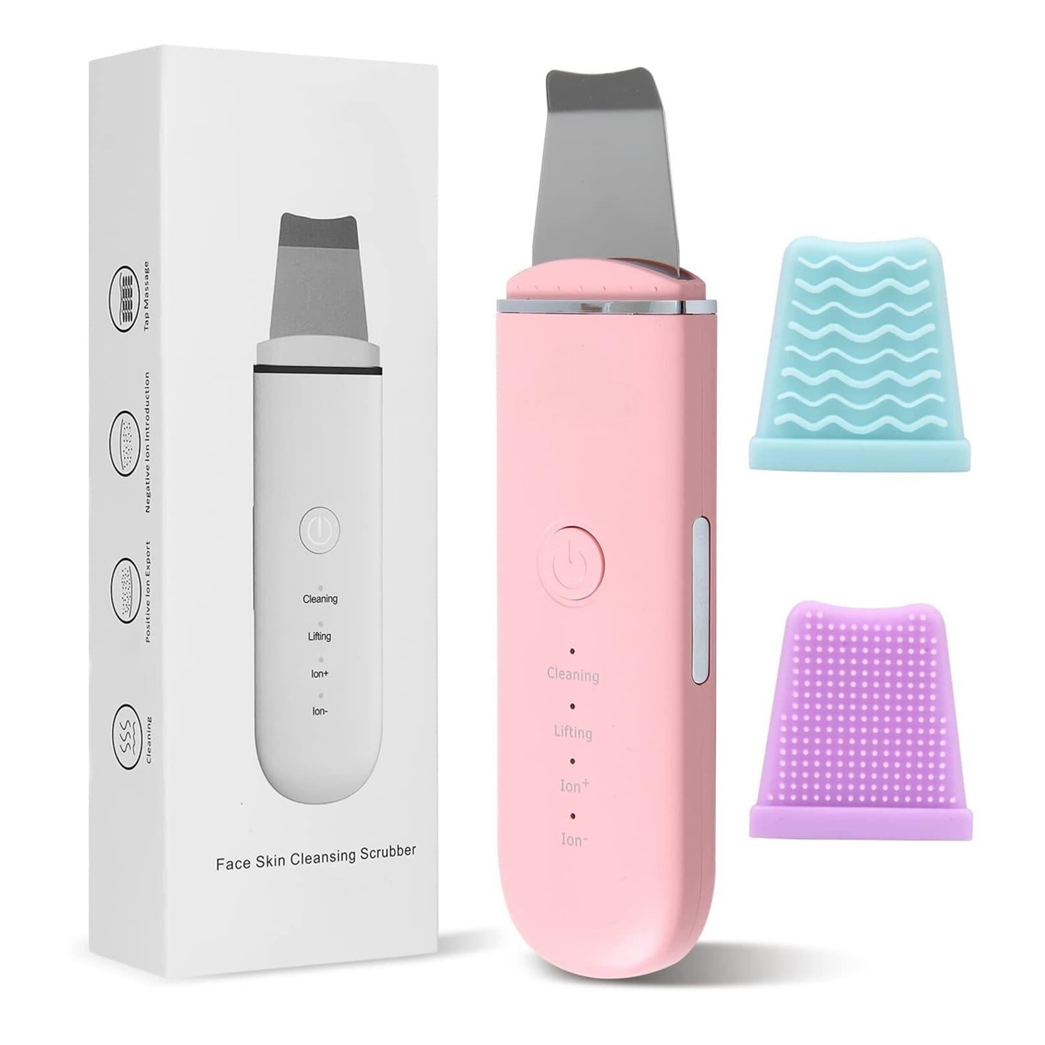 Skin Scrubber Face Skin Spatula Facial Scrubber Spatula for Deep Cleansing Blackhead Remover Pore Cleaner with 4 Modes (White)