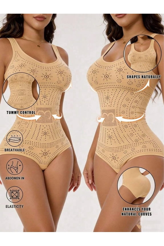 Skin + Skin Women Seamless Tummy Control Bodysuit - Full Coverage Shaping Suit, 2-Pack