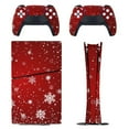 thumbnail image 1 of Skin Sticker for PS5 Slim Standard Disc Digital Edition Console and Controllers Decals for Playstation 5 (Elegant Red Christmas with Snowflake,PS5 Slim), 1 of 5