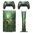 thumbnail image 1 of Skin Sticker for PS5 Slim Standard Disc Digital Edition Console and Controllers Decals for Playstation 5 (Green Gold Marble Modern Luxury,,PS5 Disc Edition), 1 of 5