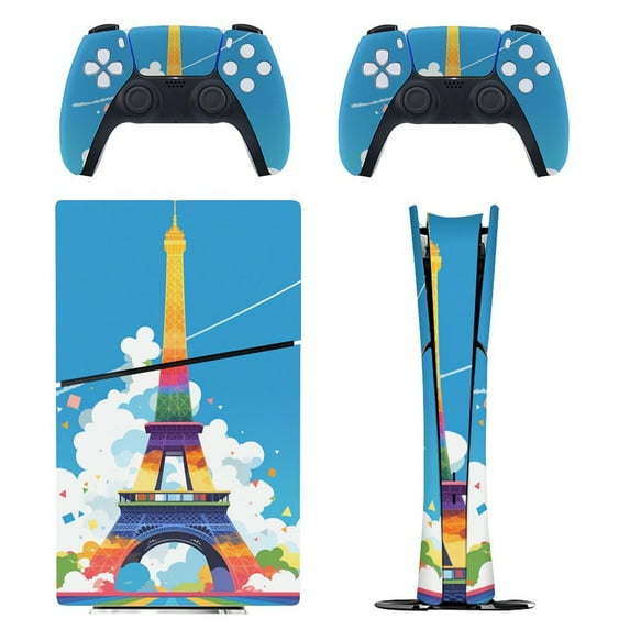 Skin Sticker for PS5 Slim Standard Disc Digital Edition Console and Controllers Decals for Playstation 5 (Paris Pride Eiffel Tower,PS5 Digital Edition)
