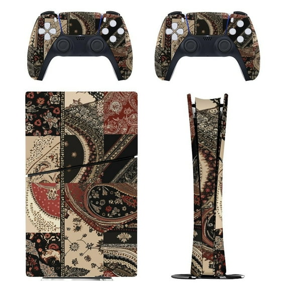 Skin Sticker for PS5 Slim Standard PS5 Pro Disc Digital Edition Console and Controllers Decals for Playstation 5 (Bandana Paisley,PS5 Pro Disc Edition)