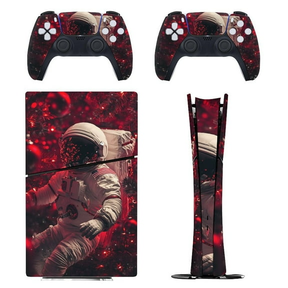Skin Sticker for PS5 Slim Standard PS5 Pro Disc Digital Edition Console and Controllers Decals for Playstation 5 (Christmas Astronaut ,PS5 Pro Standard)