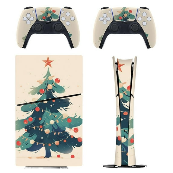 Skin Sticker for PS5 Slim Standard PS5 Pro Disc Digital Edition Console and Controllers Decals for Playstation 5 (Christmas Tree Light,PS5 Pro Disc Edition)