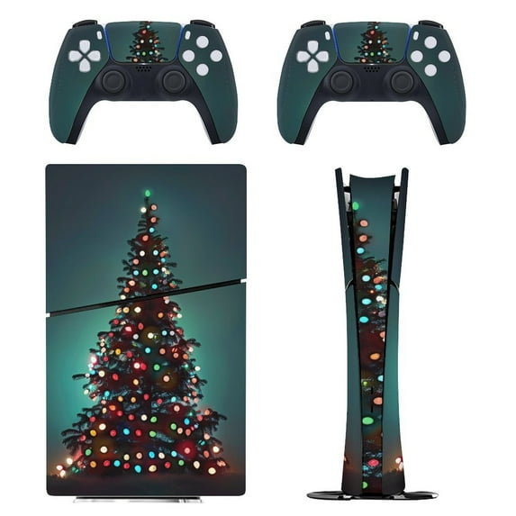 Skin Sticker for PS5 Slim Standard PS5 Pro Disc Digital Edition Console and Controllers Decals for Playstation 5 (Christmas Tree Light ,PS5 Pro Standard)