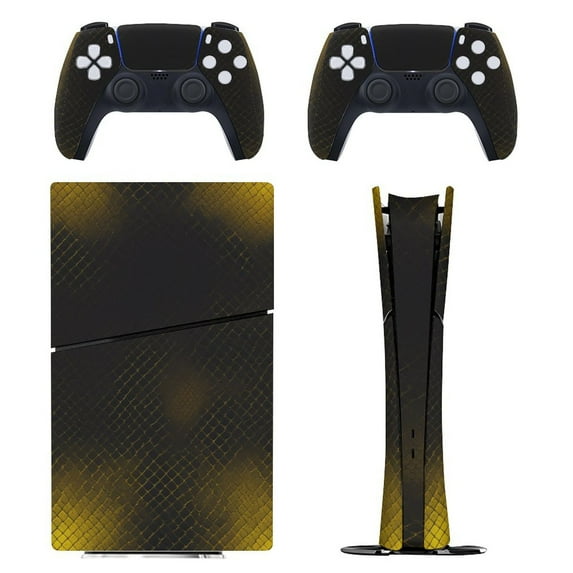 Skin Sticker for PS5 Slim Standard PS5 Pro Disc Digital Edition Console and Controllers Decals for Playstation 5 (Dark Yellow Gradient,PS5 Pro Disc Edition)