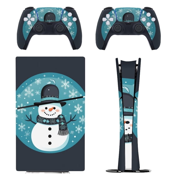 Skin Sticker for PS5 Slim Standard PS5 Pro Disc Digital Edition Console and Controllers Decals for Playstation 5 (Ginger Snowman Crystal Ball ,PS5 Pro Standard)