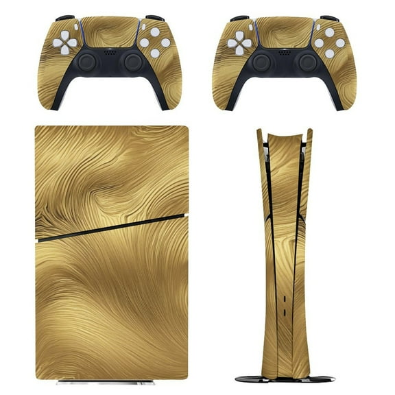 Skin Sticker for PS5 Slim Standard PS5 Pro Disc Digital Edition Console and Controllers Decals for Playstation 5 (Gold Gradient,PS5 Slim Disc Edition)