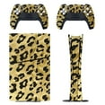 thumbnail image 1 of Skin Sticker for PS5 Slim Standard PS5 Pro Disc Digital Edition Console and Controllers Decals for Playstation 5 (Gold Leopard Print,PS5 Slim Disc Edition), 1 of 5