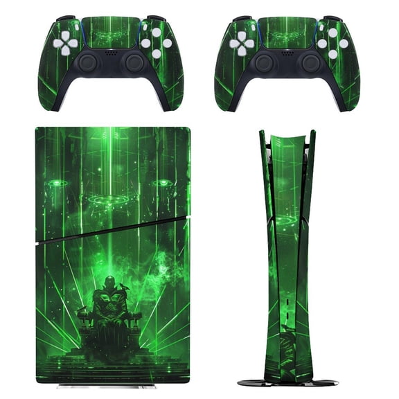 Skin Sticker for PS5 Slim Standard PS5 Pro Disc Digital Edition Console and Controllers Decals for Playstation 5 (Green Timeline,PS5 Slim Disc Edition)