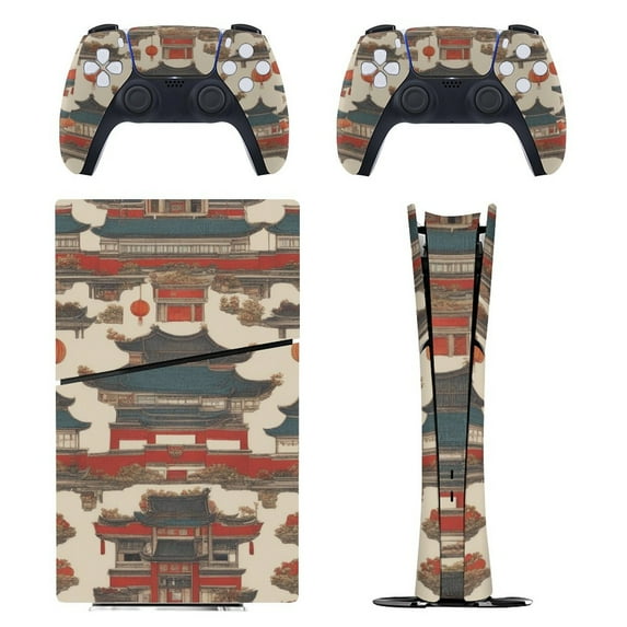 Skin Sticker for PS5 Slim Standard PS5 Pro Disc Digital Edition Console and Controllers Decals for Playstation 5 (China Retro House,PS5 Pro Disc Edition)