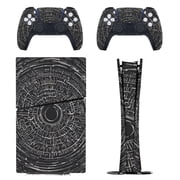 Skin Sticker Set for PS5 Pro Slim Disc Digital Edition Full Body Protective Wrap for PlayStation 5 Console & 2 Controllers Boho Black Circle