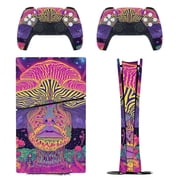 Skin Sticker Set for PS5 Pro Slim Disc Digital Edition Full Body Protective Wrap for PlayStation 5 Console & 2 Controllers Mushroom Fantasy Head