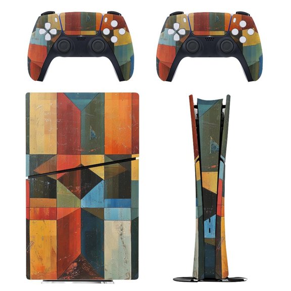 Skin Sticker Set for PS5 Pro Slim Disc Digital Edition Full Body Protective Wrap for PlayStation 5 Console & 2 Controllers Plate