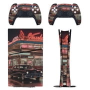 Skin Sticker Set for PS5 Pro Slim Disc Digital Edition Full Body Protective Wrap for PlayStation 5 Console & 2 Controllers Retro Diner