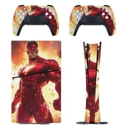 Skin Sticker Set for PS5 Pro Slim Disc Digital Edition Full Body Protective Wrap for PlayStation 5 Console & 2 Controllers Scarlet Hero