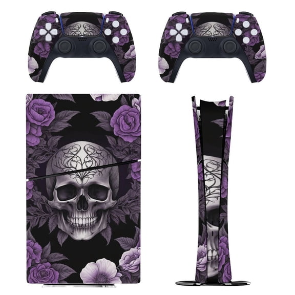 Skin Sticker Set for PS5 Pro Slim Disc Digital Edition Full Body Protective Wrap for PlayStation 5 Console & 2 Controllers Skull Garden Reverie
