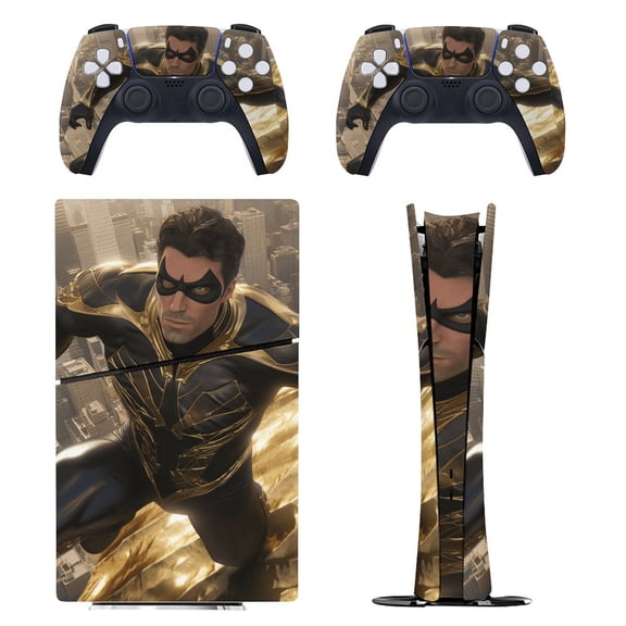 Skin Sticker for PS5 Slim Standard Disc Digital Edition Console and Controllers Decals for Playstation 5 (Black Gold King,PS5 Digital Edition)