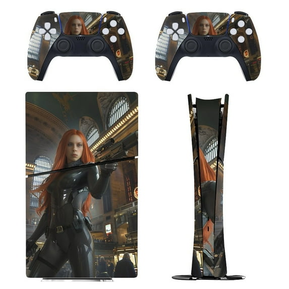 Skin Sticker for PS5 Slim Standard Disc Digital Edition Console and Controllers Decals for Playstation 5 (Female Agent,PS5 Disc Edition)