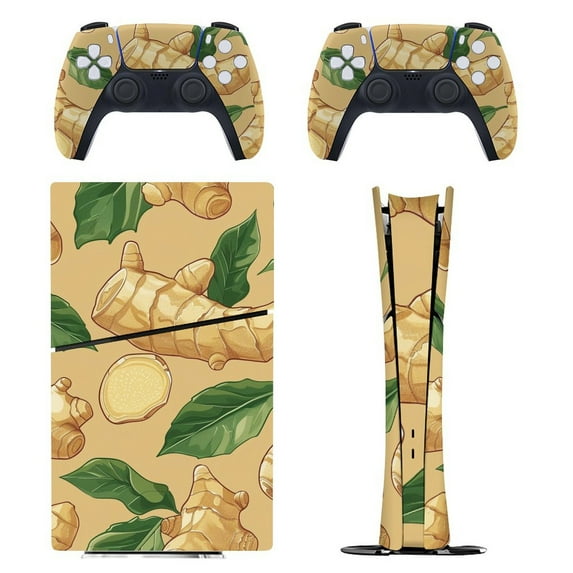 Skin Sticker for PS5 Slim Standard Disc Digital Edition Console and Controllers Decals for Playstation 5 (Ginger,PS5 Disc Edition)