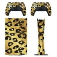 thumbnail image 1 of Skin Sticker for PS5 Slim Standard Disc Digital Edition Console and Controllers Decals for Playstation 5 (Gold Leopard Print,PS5 Slim), 1 of 5