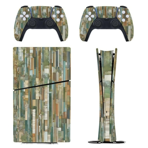 Skin Sticker for PS5 Slim Standard Disc Digital Edition Console and Controllers Decals for Playstation 5 (Landscape Strips,PS5 Disc Edition)