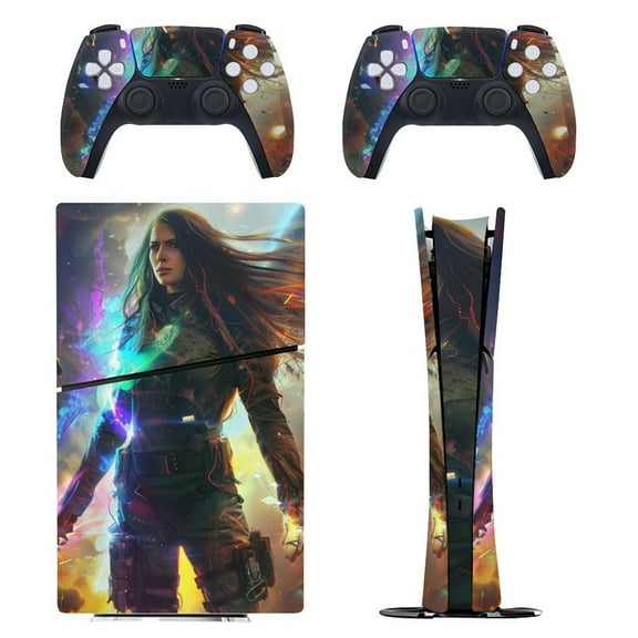 Skin Sticker for PS5 Slim Standard Disc Digital Edition Console and Controllers Decals for Playstation 5 (Magic Female,PS5 Digital Edition)
