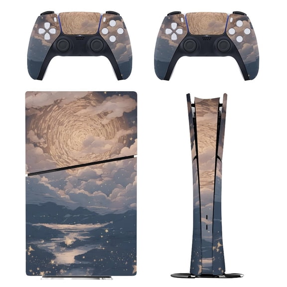 Skin Sticker for PS5 Slim Standard Disc Digital Edition Console and Controllers Decals for Playstation 5 (Starry Sky,PS5 Slim)
