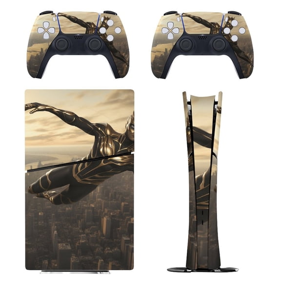 Skin Sticker for PS5 Slim Standard PS5 Pro Disc Digital Edition Console and Controllers Decals for Playstation 5 (Black Gold King ,PS5 Pro Standard)
