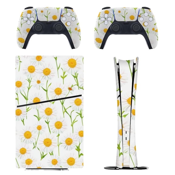 Skin Sticker for PS5 Slim Standard PS5 Pro Disc Digital Edition Console and Controllers Decals for Playstation 5 (Daisy ,PS5 Pro Standard)