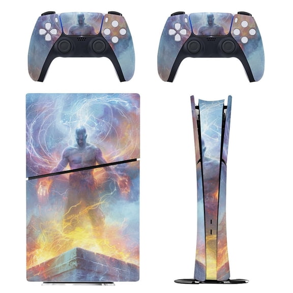 Skin Sticker for PS5 Slim Standard PS5 Pro Disc Digital Edition Console and Controllers Decals for Playstation 5 (God,PS5 Pro Disc Edition)