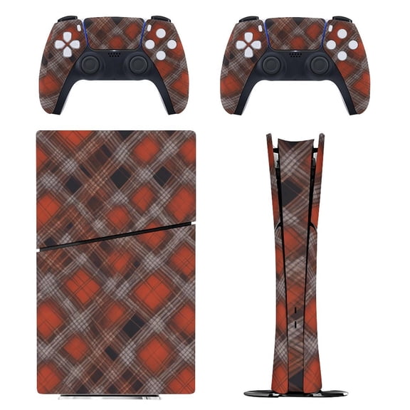Skin Sticker for PS5 Slim Standard PS5 Pro Disc Digital Edition Console and Controllers Decals for Playstation 5 (Plaid ,PS5 Pro Standard)