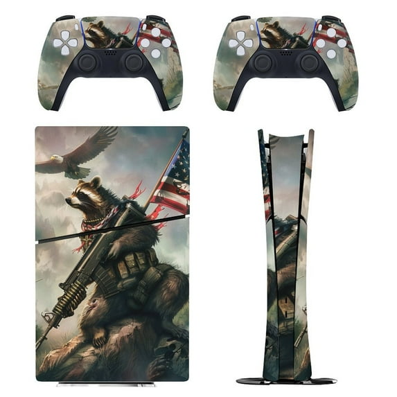 Skin Sticker for PS5 Slim Standard PS5 Pro Disc Digital Edition Console and Controllers Decals for Playstation 5 (Racoon,PS5 Pro Disc Edition)