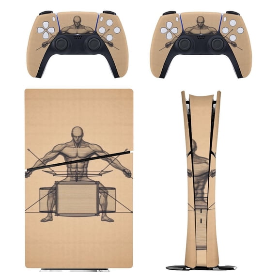 Skin Sticker for PS5 Slim Standard PS5 Pro Disc Digital Edition Console and Controllers Decals for Playstation 5 (Retro Art Drum ,PS5 Pro Standard)