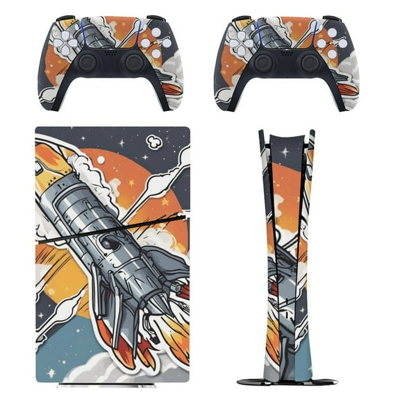 Skin Sticker for PS5 Slim Standard PS5 Pro Disc Digital Edition Console and Controllers Decals for Playstation 5 (Rocket,PS5 Pro Disc Edition)