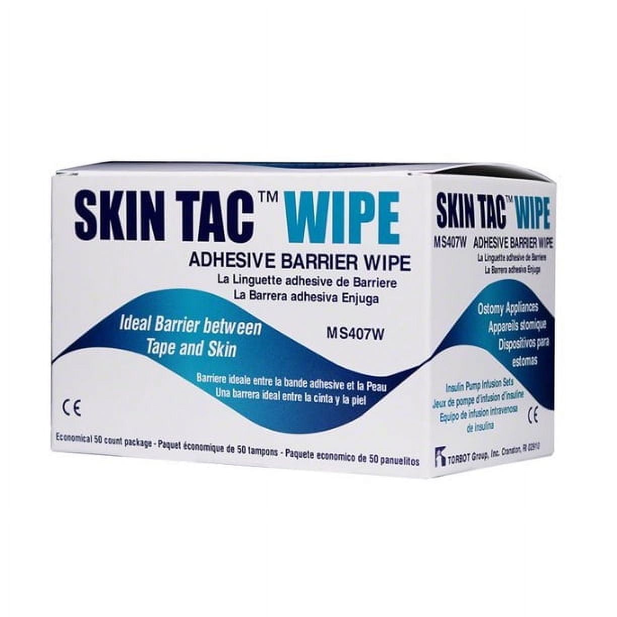 Skin-Tac Adhesive Barrier Wipes 50 Ct 3 Pk | Skin Barrier Wipes | Skin Prep Protective Wipes | Electrotherapy Skin Prep | Ostomy Adhesive Remover Wipes | Liquid Sticky Adhesive for Skin Tac Wipes