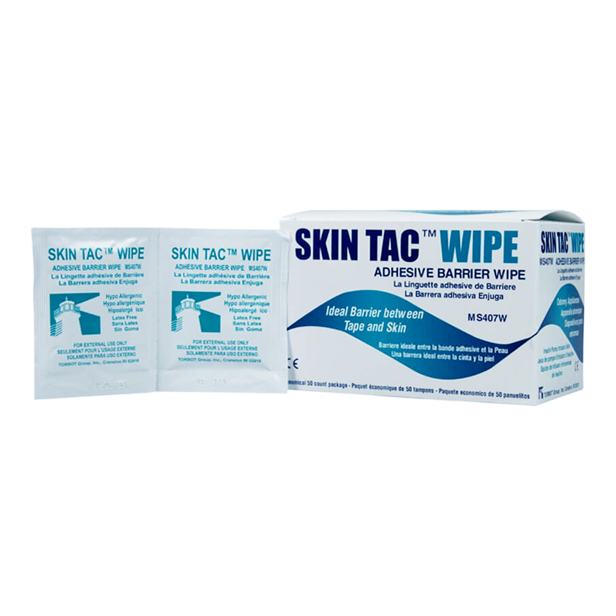 Skin Tac Skin Barrier Wipe 2 x 2 MS407-W, 50 Ct