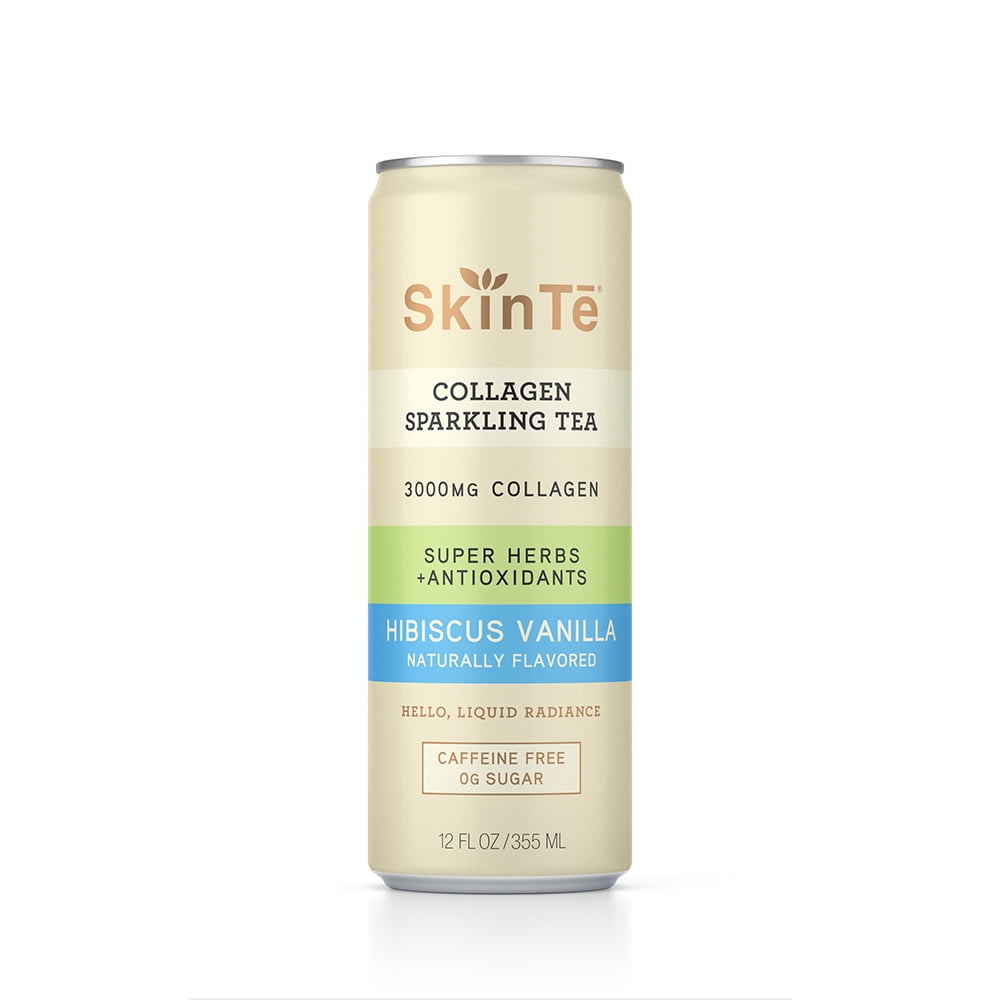 Skin Te Collagen Sparkling Tea Hibiscus Vanilla 12 fl oz - Walmart.com