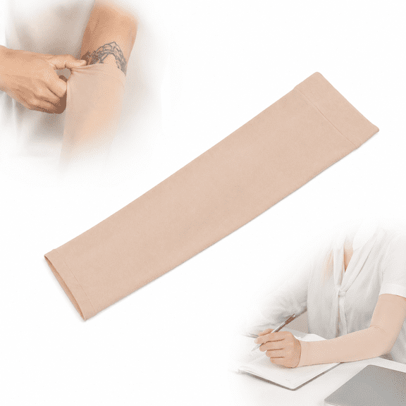 Skin Tone Arm Sleeve, Stretch Nylon Spandex Tattoo Cover Up Forearm Sleeve, Nude Beige, 15.75 in, 1 Piece
