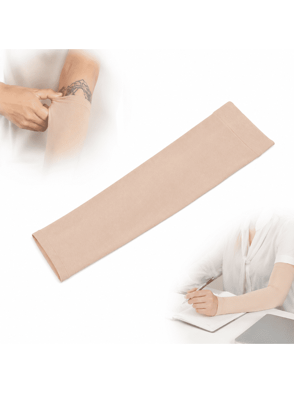 Skin Tone Arm Sleeve, Stretch Nylon Spandex Tattoo Cover Up Forearm Sleeve, Nude Beige, 15.75 in, 1 Piece