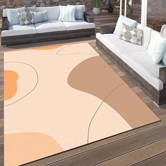 Skin Tone Orange Lines Area Rugs, Pink Orange Beige Graffiti Easy Clean Rug, Soft Non-Skid Carpet Throw Rug For Kids Teen Girls Boys Bedroom Living Room Bathroom Office 1x2ft