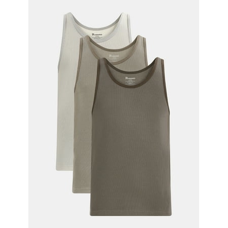 No Boundaries Skin Tone Basic Tank Top, 3-Pack, Men's