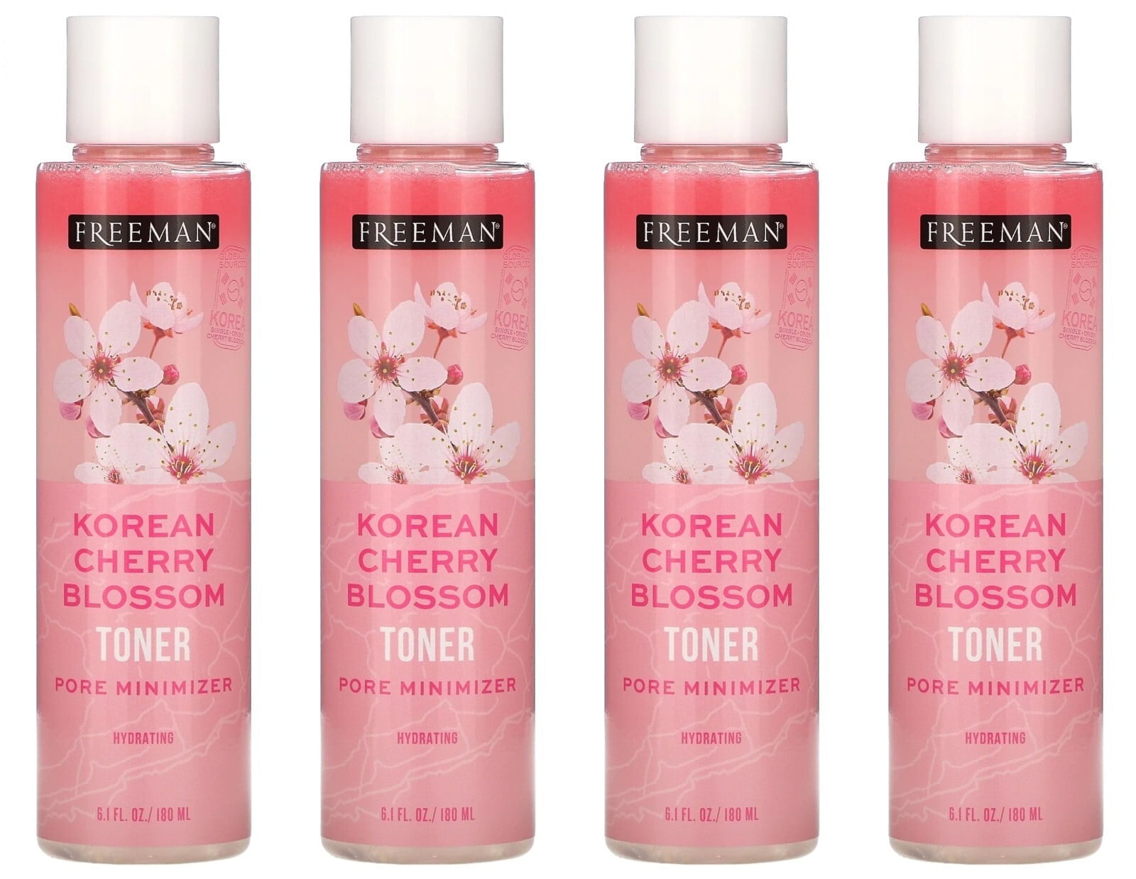 Skin Toner Pore Minimizer Freeman Korean Cherry Blossom Hydrating, 6.1 oz 4PK
