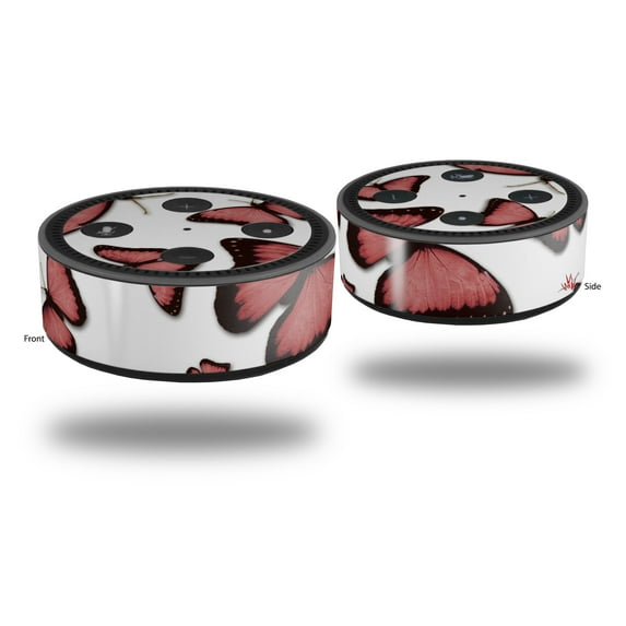 Skin Wrap Decal Set 2 Pack for Amazon Echo Dot 2 - Butterflies Pink (2nd Generation ONLY - Echo NOT INCLUDED)
