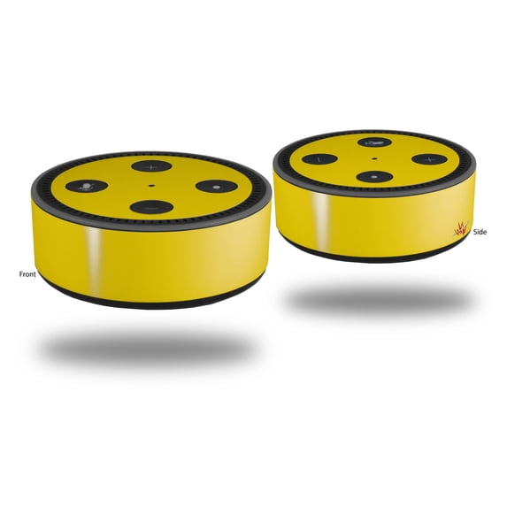 Skin Wrap Decal Set 2 Pack for Amazon Echo Dot 2 - Solids Collection Yellow (2nd Generation ONLY - Echo NOT INCLUDED)